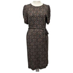 Boden Paisley Print Midi Dress with Waist Tie Short Sleeve Boho Chic Size 14R